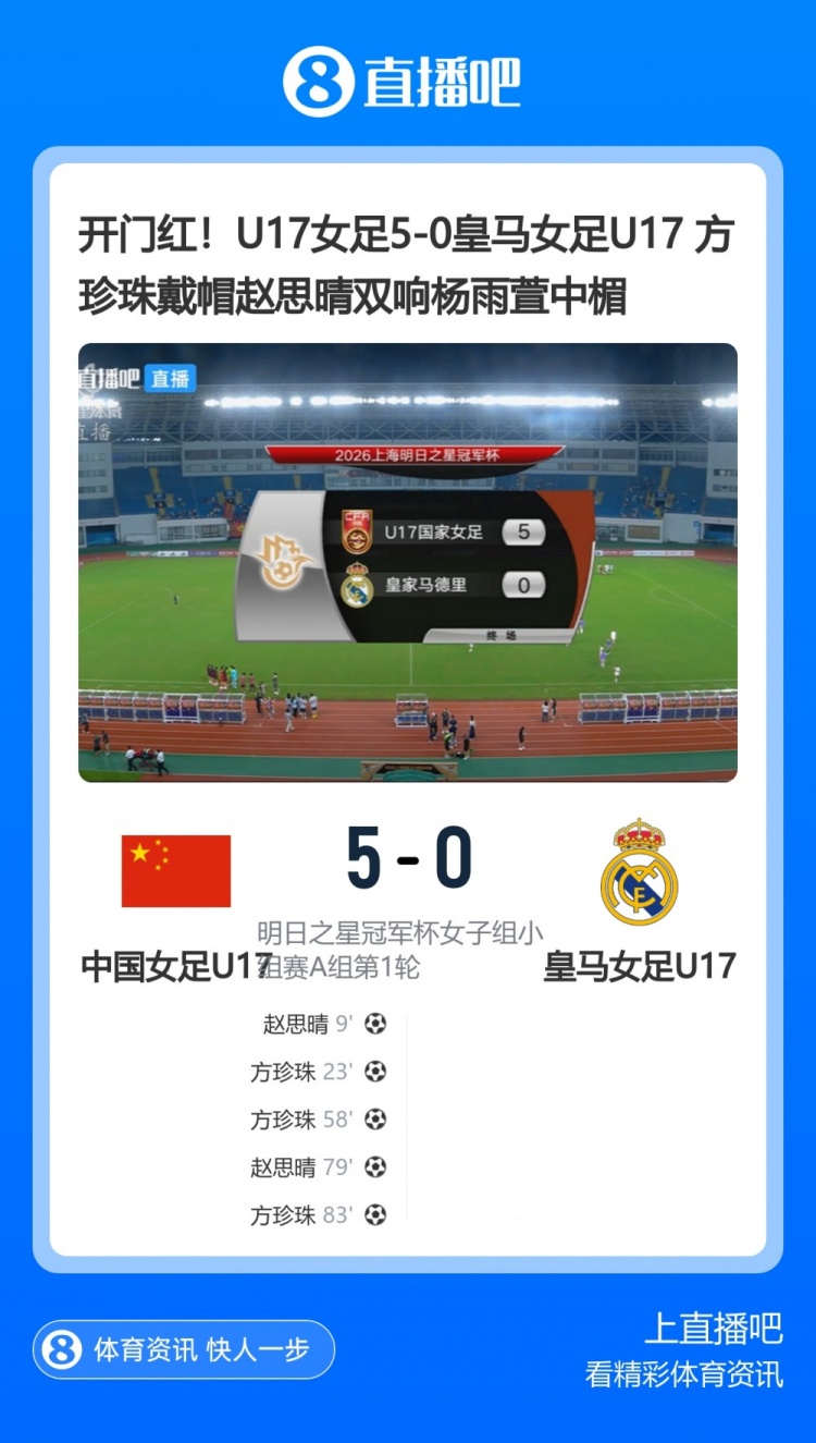 中国U17女足5-0横扫皇马U17 劳尔现场观战 中国U17女足5-0横扫皇马U17 劳尔现场观战