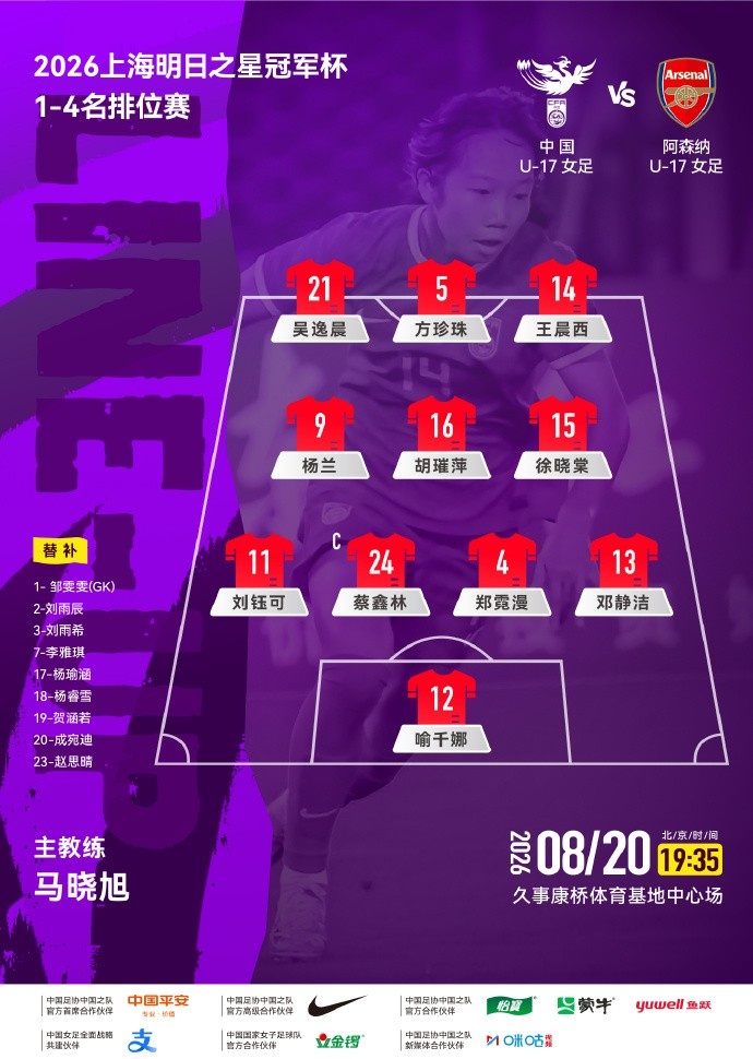 中国U17女足对阿森纳首发名单公布 排位赛名单出炉 中国U17女足对阿森纳首发名单公布 排位赛名单出炉